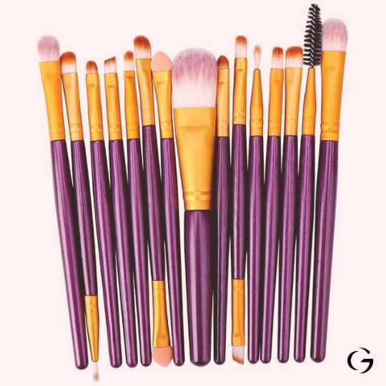 BrushSet™ | Ensemble de 15 pinceaux de maquillage professionnel pour femme, outils de maquillage pour le visage.